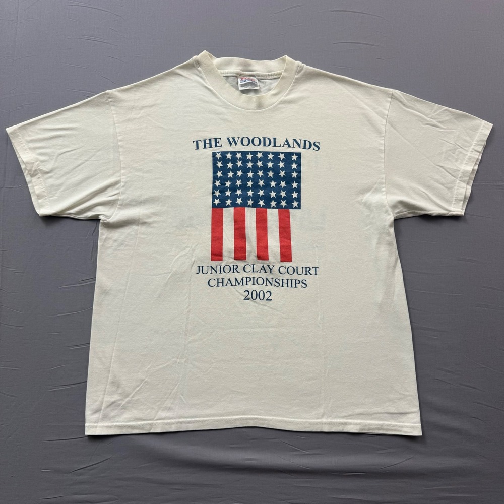 Vintage 2002 The Woodlands Junior Clay Court Championships T-Shirt Mens L‎ White